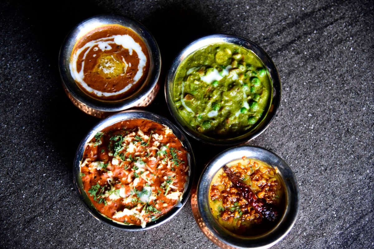 Top shot of vegetarian dishes