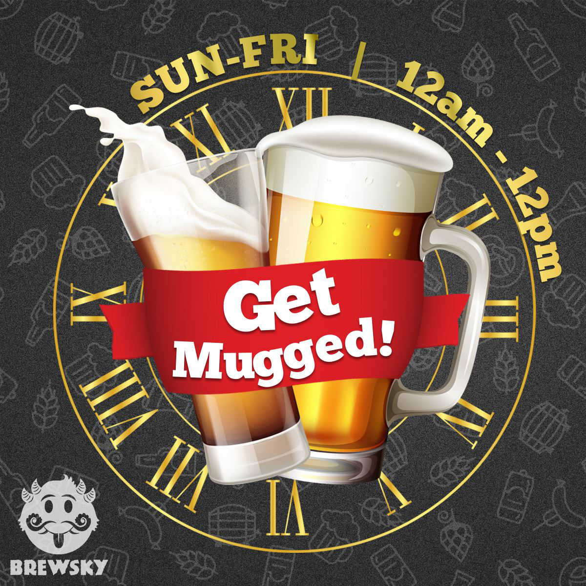 Get Mugged creative for Brewsky microbrewery